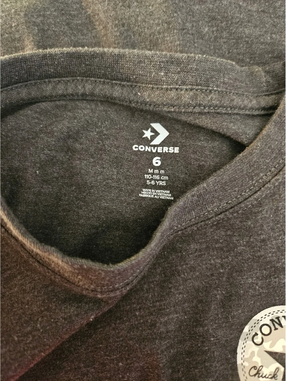 Converse Kids Long-Sleeve Dark Gray Crewneck Tee-Size 6-Back to School Fall Vibe